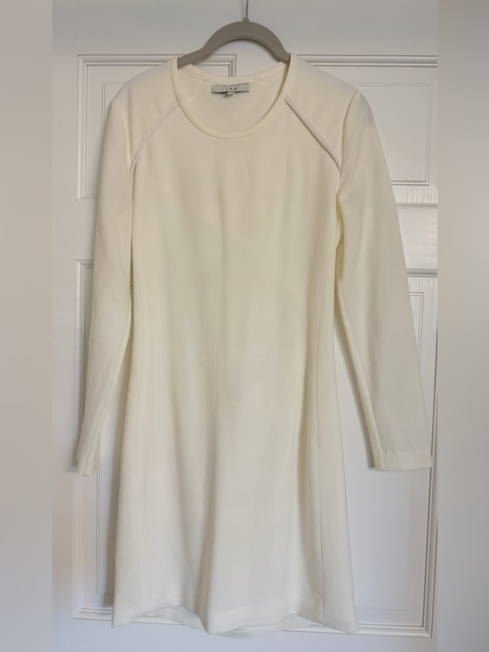 IRO Cream Long-Sleeve Round-Neck Dress